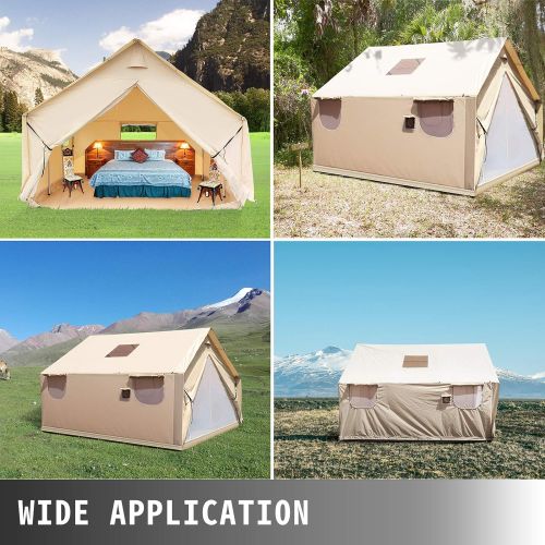  Happybuy Canvas Wall Tent 10x12ft, Wall Tent with PVC Storm Flap, Large Canvas Wall Tent Waterproof, Camping Canvas Tents with Stove Hole for 6-8 People Outdoor Camping Hiking Part