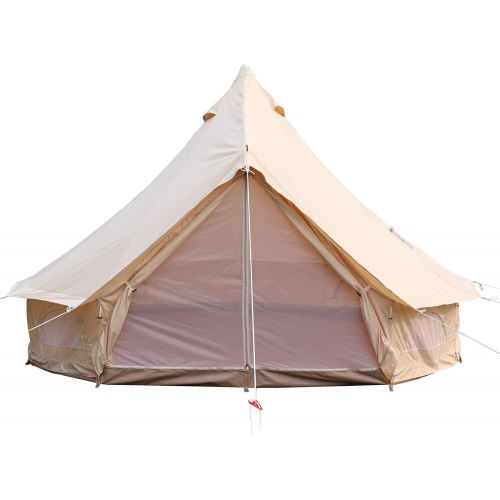  Happybuy Yurt Tent, 100% Cotton Canvas Bell Tent - w/Stove Jack, Glamping Tent Waterproof Bell Tent for Family Camping Outdoor Hunting Party in 4 Seasons