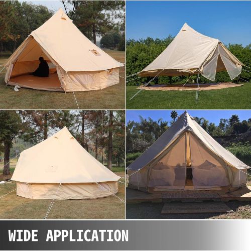  Happybuy Yurt Tent, 100% Cotton Canvas Bell Tent - w/Stove Jack, Glamping Tent Waterproof Bell Tent for Family Camping Outdoor Hunting Party in 4 Seasons