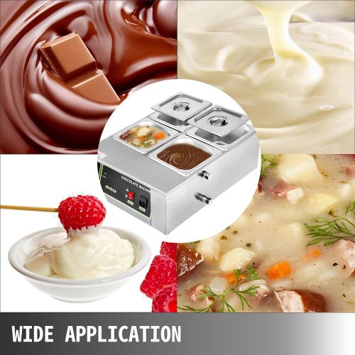  [아마존베스트]Happybuy Electric Chocolate Melting Pot Machine 4Tanks Capacity Commercial Electric Chocolate Heater 1500W Digital Control Two Pan Electric Chocolate Melter