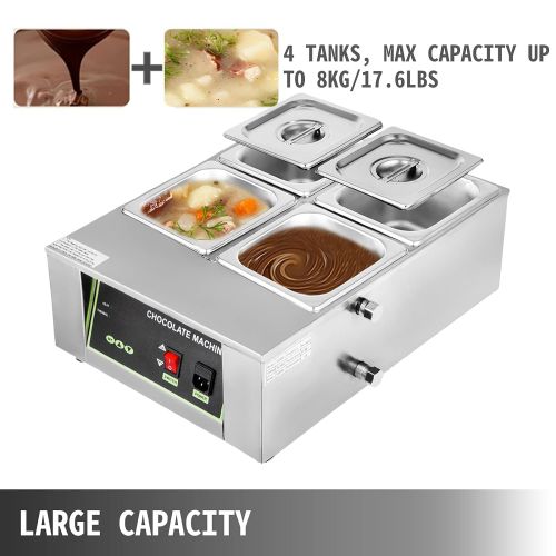  [아마존베스트]Happybuy Electric Chocolate Melting Pot Machine 4Tanks Capacity Commercial Electric Chocolate Heater 1500W Digital Control Two Pan Electric Chocolate Melter