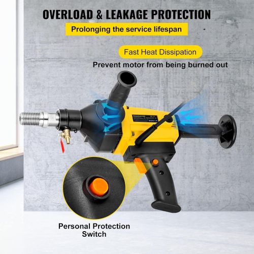  [아마존베스트]Happybuy Diamond Core Drilling Machine 4 Inch 110mm, Handheld Diamond Core Drill 1800W, Core Drill Rig 1700r/min, Variable Speed Wet Dry for Diamond Concrete Drilling Boring