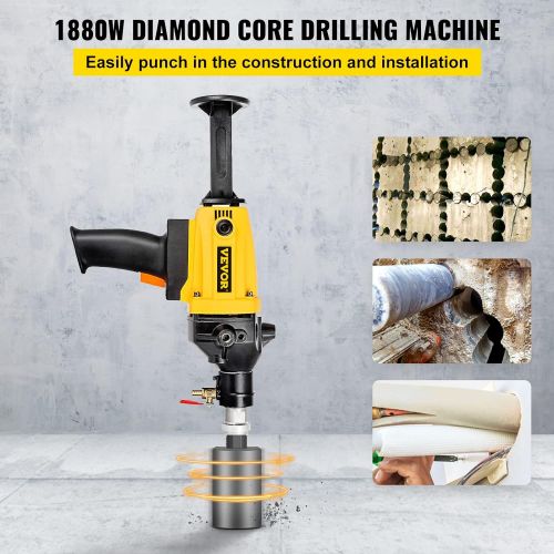  [아마존베스트]Happybuy Diamond Core Drilling Machine 4 Inch 110mm, Handheld Diamond Core Drill 1800W, Core Drill Rig 1700r/min, Variable Speed Wet Dry for Diamond Concrete Drilling Boring