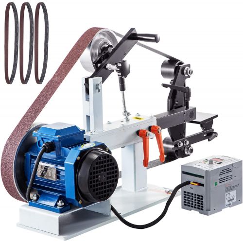  [아마존베스트]Happybuy 2Hp Belt Grinder Variable Speed 2 X 82inch Belt Disc Sander with 3 Grinding Wheel Bench Sander 12inch Wheel and Flat Platen Tool Rest for Knife Making