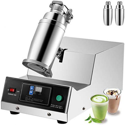  Happybuy 120W 110V Electric Milk Tea Shaker Machine 400rmin Double Frame Auto Stainless Steel for Restaurant, 35x12x14 Inch, Sliver