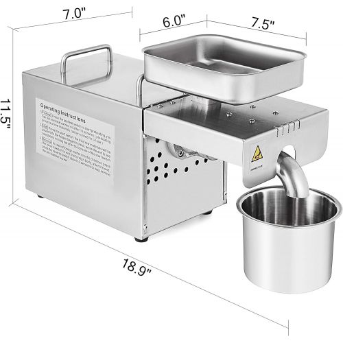  Happybuy Oil Press Machine Commercial Grade Home Automatic Oil Press Machine 304 Stainless Steel Oil Expeller Extractor (400 Watt)