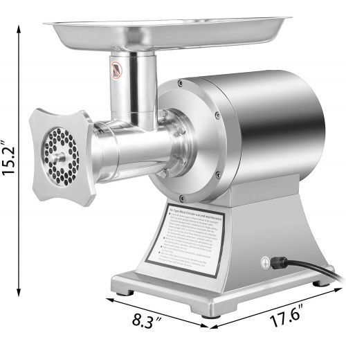  Happybuy 1.5HP1100W Meat Grinder Stainless Steel 220 RPM Electric Meat Grinder Commercial Sausage Stuffer Maker Maker for Industrial and Home Use (1100W)