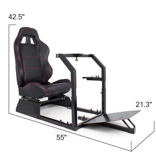  Happybuy GTA-F Model Racing Simulator Cockpit Gaming Chair Driving Simulator with Real Racing Seat and Gear Shifter Mount