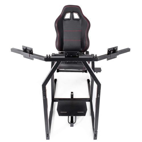  Happybuy Racing Simulator Cockpit GTA-F with Triple or Single Monitor Stand Silver Frame with Adjustable Racing Seat Gaming Chair Driving Simulator Cockpit