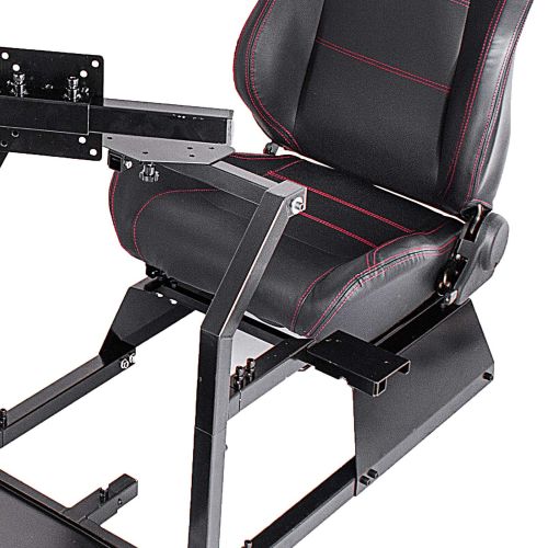  Happybuy Racing Simulator Cockpit GTA-F with Triple or Single Monitor Stand Silver Frame with Adjustable Racing Seat Gaming Chair Driving Simulator Cockpit