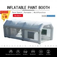 Happybuy SILIVN 26x13x10Ft Mobile Inflatable Paint Spray Booth Tent Portable Car Workstation (with 2 Blower)