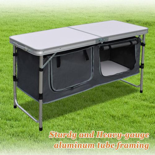  Happybuy Strong Camel Portable Aluminum Camping Folding Picnic Kitchen Table wCarry Handle and Storage