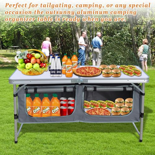 Happybuy Strong Camel Portable Aluminum Camping Folding Picnic Kitchen Table wCarry Handle and Storage