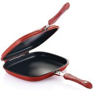 [아마존베스트]Happycall Foldable Double Sided Pressure Pan (Medium : 10.8 x 9.6 x 2.1, RED)