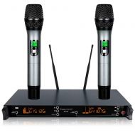 Happymusic 200 Channel Dual UHF Professional Wireless Microphone System Karaoke, Wedding, Conference,Evening Party, Meeting, Stage (SU-38)