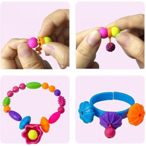  [아마존베스트]Snap Pop Beads Girls Toy - Happytime 180 Pieces DIY Jewelry Kit Fashion Fun for Necklace Ring Bracelet Art Crafts Toys for 3, 4, 5, 6, 7 ,8 Year Old Kids Girls