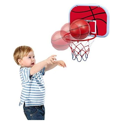  [아마존베스트]Stand Wall 2-in-1 Basketball Set - Happytime Kids Stand Adjust Hoop & Wall Basketball Hoop 2-in-1 Basketball Sets Toy with Ball Pump Indoor and Outdoor Fun Toys for 2+ Years Old