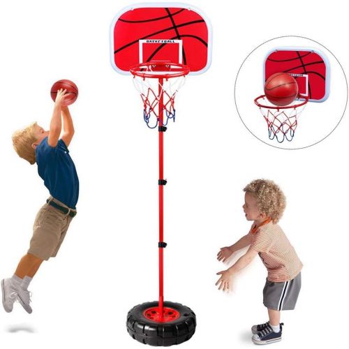  [아마존베스트]Stand Wall 2-in-1 Basketball Set - Happytime Kids Stand Adjust Hoop & Wall Basketball Hoop 2-in-1 Basketball Sets Toy with Ball Pump Indoor and Outdoor Fun Toys for 2+ Years Old