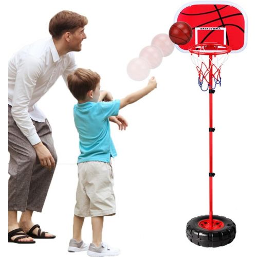  [아마존베스트]Stand Wall 2-in-1 Basketball Set - Happytime Kids Stand Adjust Hoop & Wall Basketball Hoop 2-in-1 Basketball Sets Toy with Ball Pump Indoor and Outdoor Fun Toys for 2+ Years Old