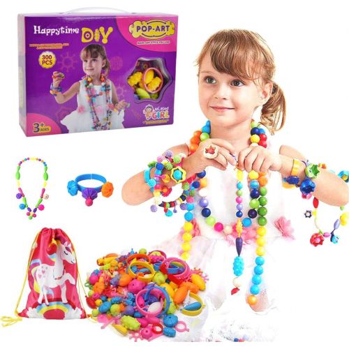  Happytime Snap Pop Beads Girls Toy 300 Pieces DIY Jewelry Kit Fashion Fun for Necklace Ring Bracelet Art Crafts Toys for 3, 4, 5, 6, 7 ,8 Year Old Kids Girls: Toys & Games