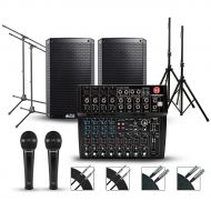 Harbinger Complete PA Package with Harbinger L1202FX 12-channel Mixer and Alto Truesonic 2 Series Active Speakers 15 Mains