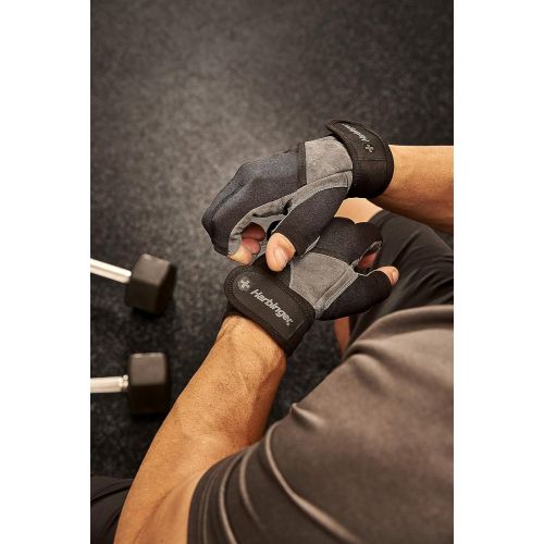  [아마존베스트]Harbinger Men’s BioFlex Elite Wristwrap Weightlifting Gloves with Padded Leather Palm (1 Pair)