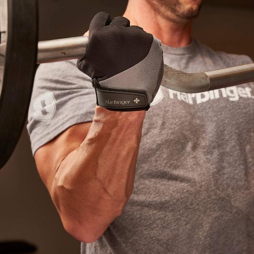  [아마존베스트]Harbinger Men’s BioFlex Elite Weightlifting Gloves with Padded Leather Palm (1 Pair)