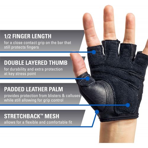  [아마존베스트]Harbinger Womens Power Weightlifting Gloves with StretchBack Mesh and Leather Palm (Pair) (2017 Model)