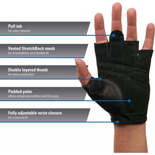  [아마존베스트]Harbinger Womens Power Weightlifting Gloves with StretchBack Mesh and Leather Palm (1 Pair)
