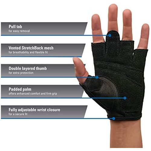  [아마존베스트]Harbinger Womens Power Weightlifting Gloves with StretchBack Mesh and Leather Palm (1 Pair)