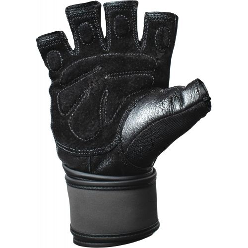  [아마존베스트]Harbinger Training Grip Wristwrap Weightlifting Gloves with TechGel-Padded Leather Palm (Pair)