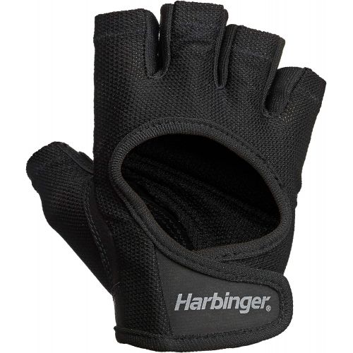  Harbinger Womens Power Weightlifting Gloves with StretchBack Mesh and Leather Palm (1 Pair)