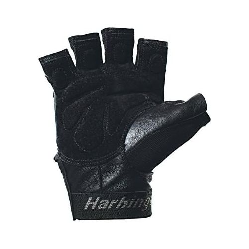  Harbinger Training Grip Non-Wristwrap Weightlifting Gloves with TechGel-Padded Leather Palm (Pair)