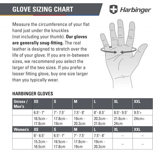  Harbinger Training Grip Non-Wristwrap Weightlifting Gloves with TechGel-Padded Leather Palm (Pair)