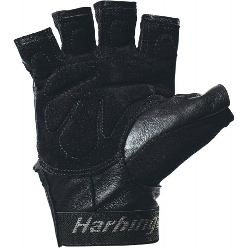  Harbinger Training Grip Non-Wristwrap Weightlifting Gloves with TechGel-Padded Leather Palm (Pair)