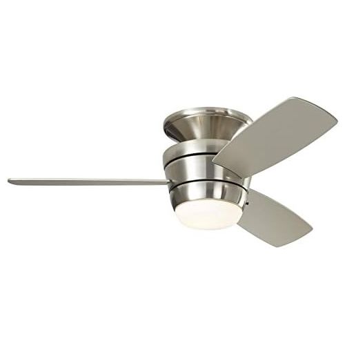  [아마존베스트]Harbor Breeze Mazon 44-in Brushed Nickel Flush Mount Indoor Ceiling Fan with Light Kit and Remote (3-Blade)