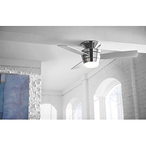  [아마존베스트]Harbor Breeze Mazon 44-in Brushed Nickel Flush Mount Indoor Ceiling Fan with Light Kit and Remote (3-Blade)