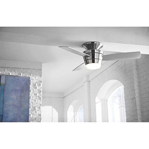  [아마존베스트]Harbor Breeze Mazon 44-in Brushed Nickel Flush Mount Indoor Ceiling Fan with Light Kit and Remote (3-Blade)