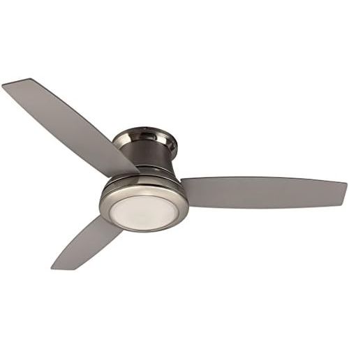  [아마존베스트]Harbor Breeze Sail Stream 52-in Brushed Nickel Flush Mount Indoor Ceiling Fan with Light Kit and Remote (3-Blade)