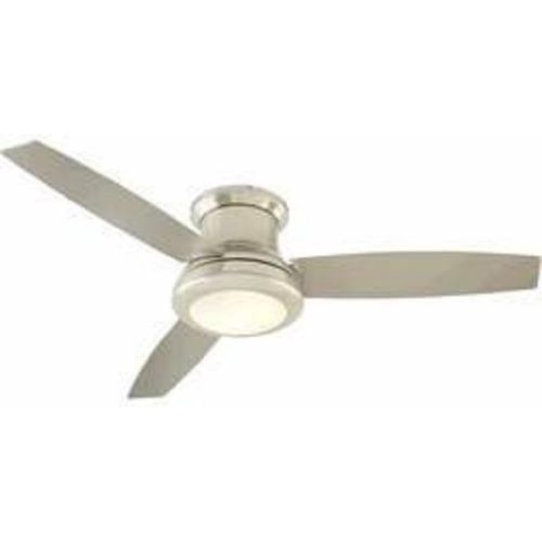  [아마존베스트]Harbor Breeze Sail Stream 52-in Brushed Nickel Flush Mount Indoor Ceiling Fan with Light Kit and Remote (3-Blade)