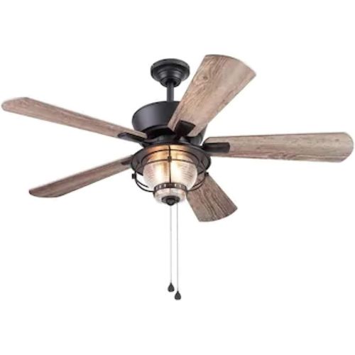  Harbor Breeze Merrimack II 52-in Matte Bronze LED Indoor/Outdoor Ceiling Fan with Light Kit (5-Blade)