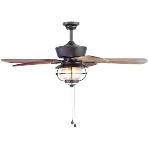  Harbor Breeze Merrimack II 52-in Matte Bronze LED Indoor/Outdoor Ceiling Fan with Light Kit (5-Blade)