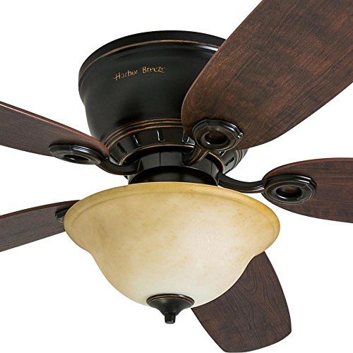  Harbor Breeze 40305 Pawtucket 52-in Oil Rubbed Bronze Indoor Flush Mount Ceiling Fan with Light Kit and Remote