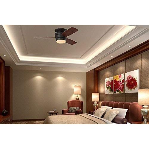  Harbor Breeze HB Mazon 44-in Bronze Flush Mount Indoor Ceiling Fan w Light Kit, Remote