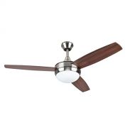 Harbor Breeze Beach Creek 44-in Brushed Nickel Integrated LED Indoor Downrod Or Close Mount Ceiling Fan with Light Kit and Remote