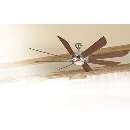  Harbor Breeze Hydra 70-in Brushed Nickel LED Indoor Downrod Mount Ceiling Fan with Light Kit and Remote (8-Blade)