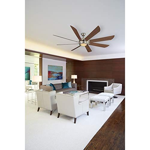  Harbor Breeze Hydra 70-in Brushed Nickel LED Indoor Downrod Mount Ceiling Fan with Light Kit and Remote (8-Blade)