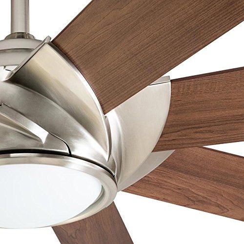  Harbor Breeze Hydra 70-in Brushed Nickel LED Indoor Downrod Mount Ceiling Fan with Light Kit and Remote (8-Blade)