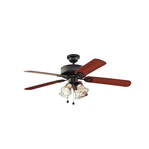  Harbor Breeze Springfield Ii 52-in Matte Black Downrod or Flush Mount Ceiling Fan with Light Kit by Harbor Breeze