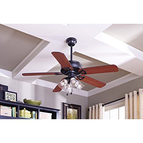  Harbor Breeze Springfield Ii 52-in Matte Black Downrod or Flush Mount Ceiling Fan with Light Kit by Harbor Breeze